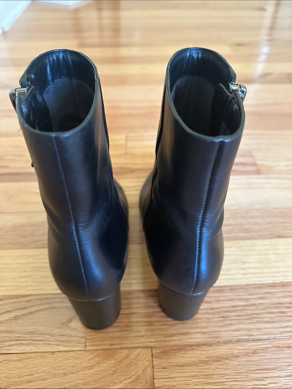 Banana Tall Leather Ankle Booties With Zippets - Picture 7 of 12